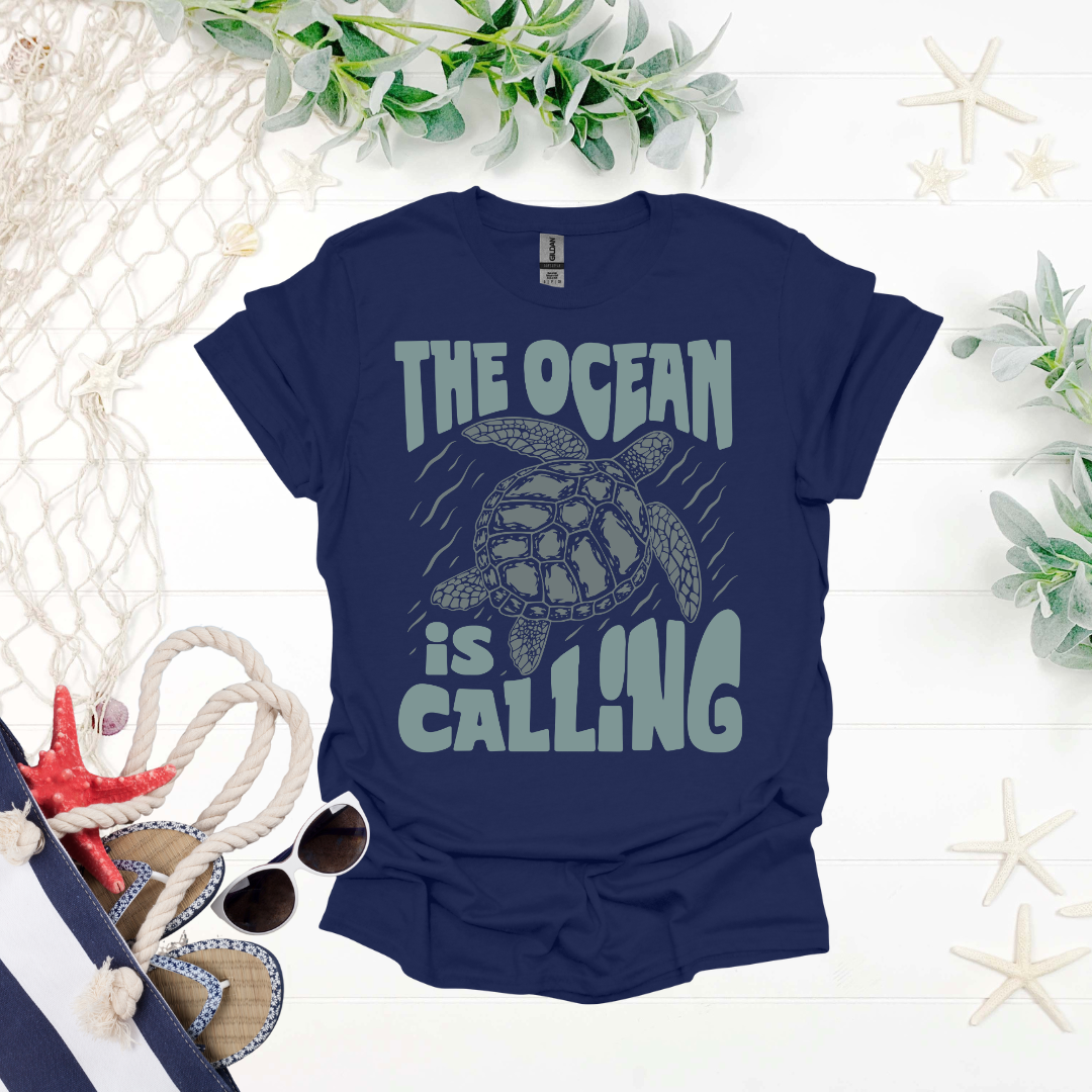 The Ocean is Calling Turtle Tee