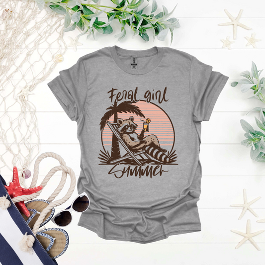 Feral Girl Summer Relaxed Raccoon Tee