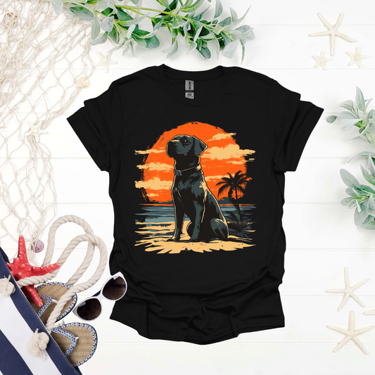 Beachside Dog Sunset Tee