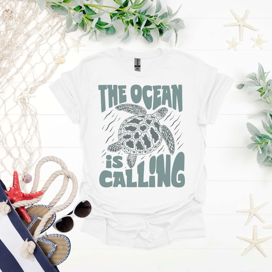 The Ocean is Calling Turtle Tee