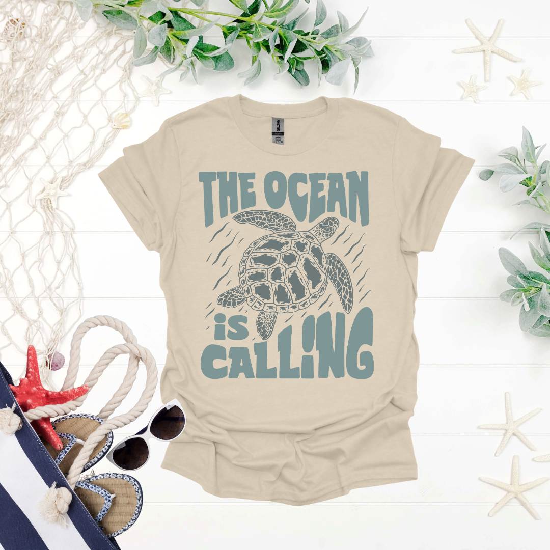 The Ocean is Calling Turtle Tee