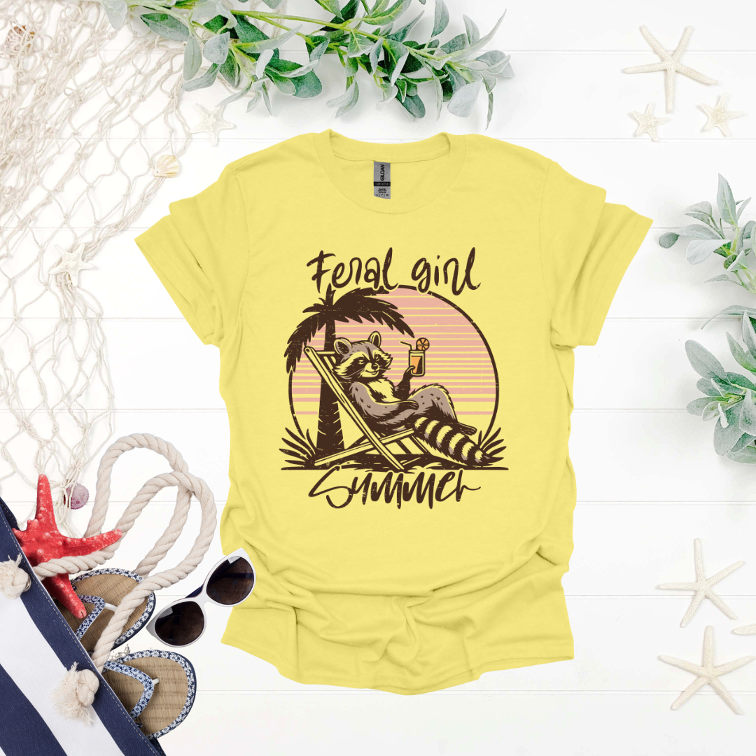 Feral Girl Summer Relaxed Raccoon Tee