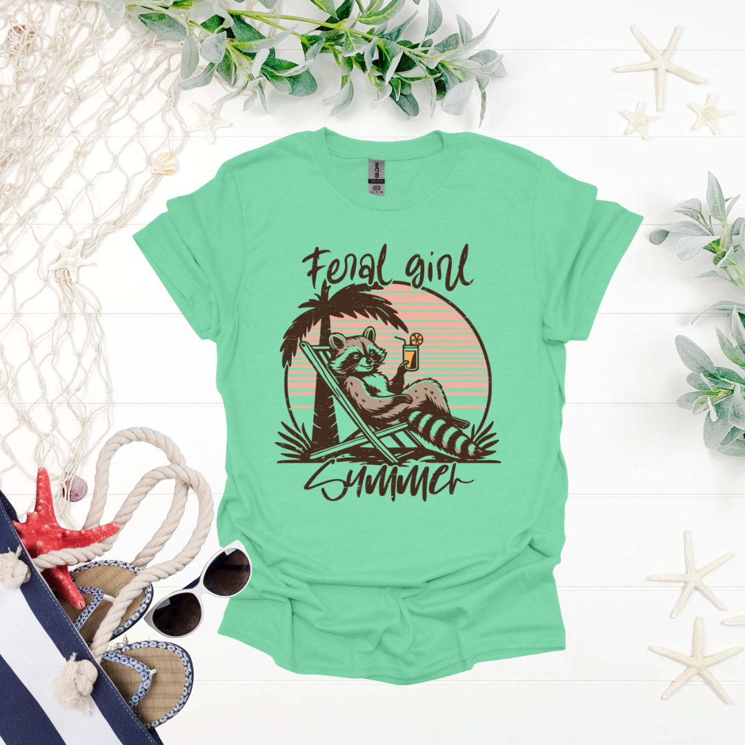 Feral Girl Summer Relaxed Raccoon Tee