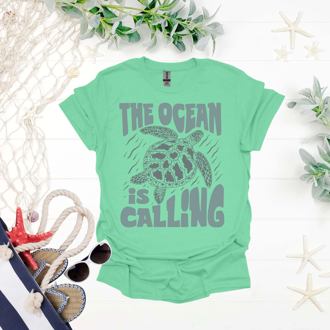 The Ocean is Calling Turtle Tee